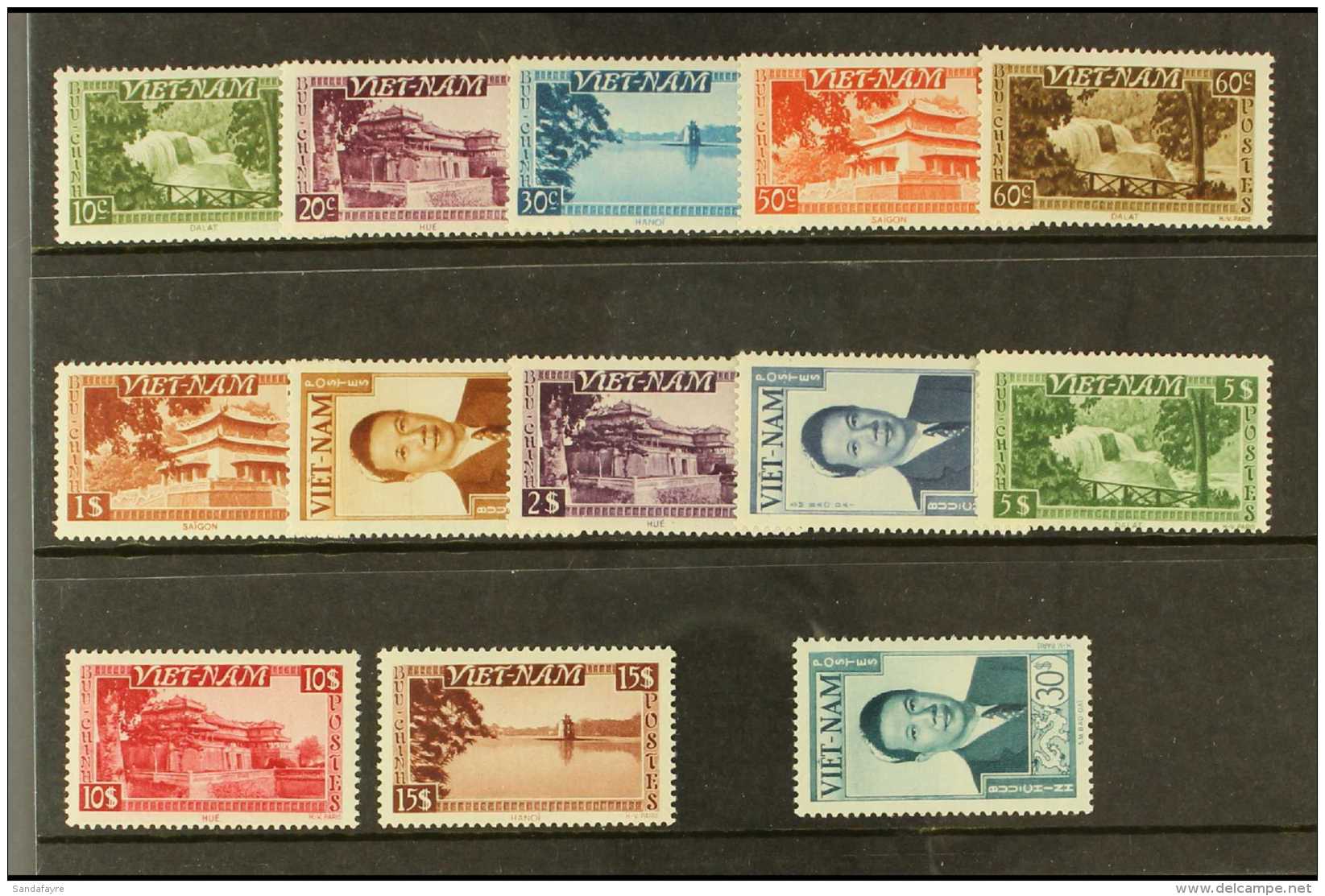 1951 INDEPENDENT STATE (June-Nov) Complete Views And Emperor Set SG 61/73, Fine Never Hinged Mint. (13 Stamps) For... - Vietnam