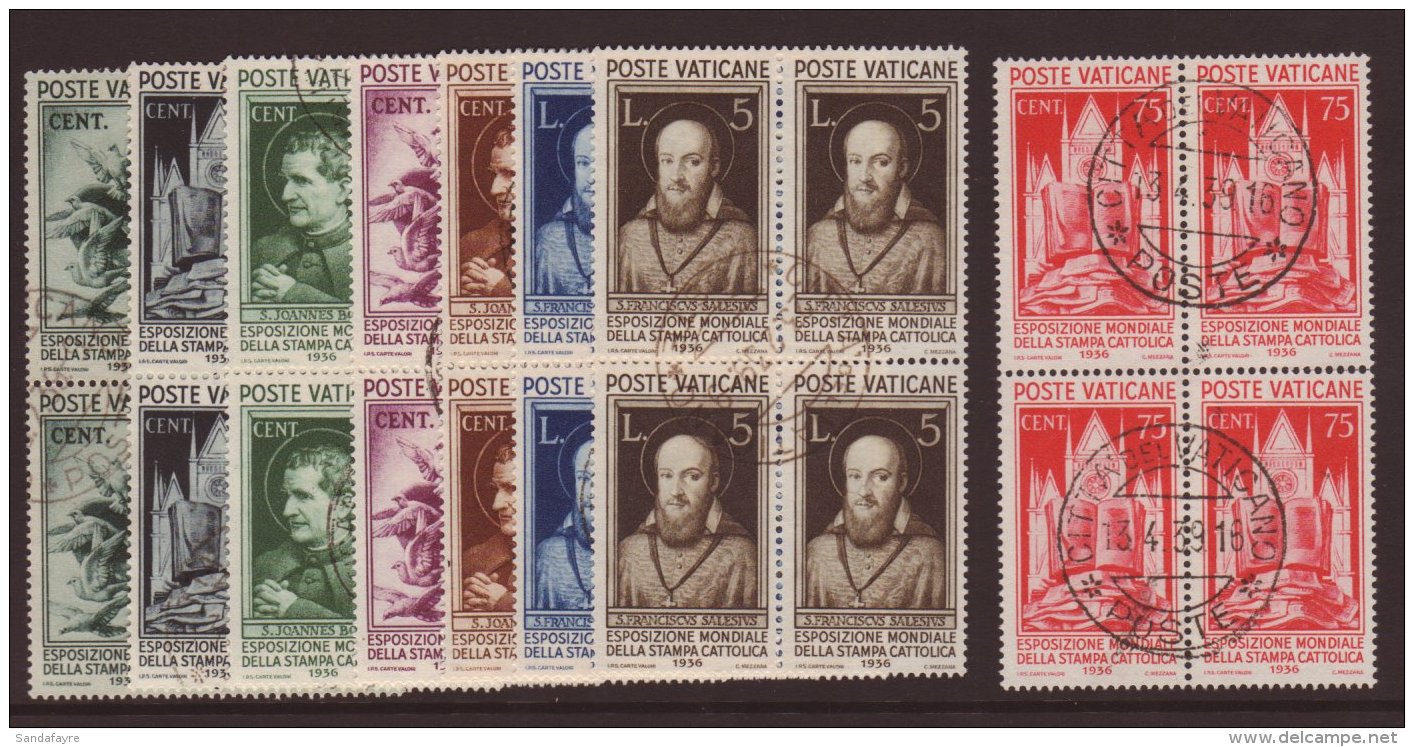 1936 Catholic Press Set, Sass 47/54, Complete In Superb Used Blocks Of 4. Highly Unusual. (32 Stamps) For More... - Sonstige & Ohne Zuordnung