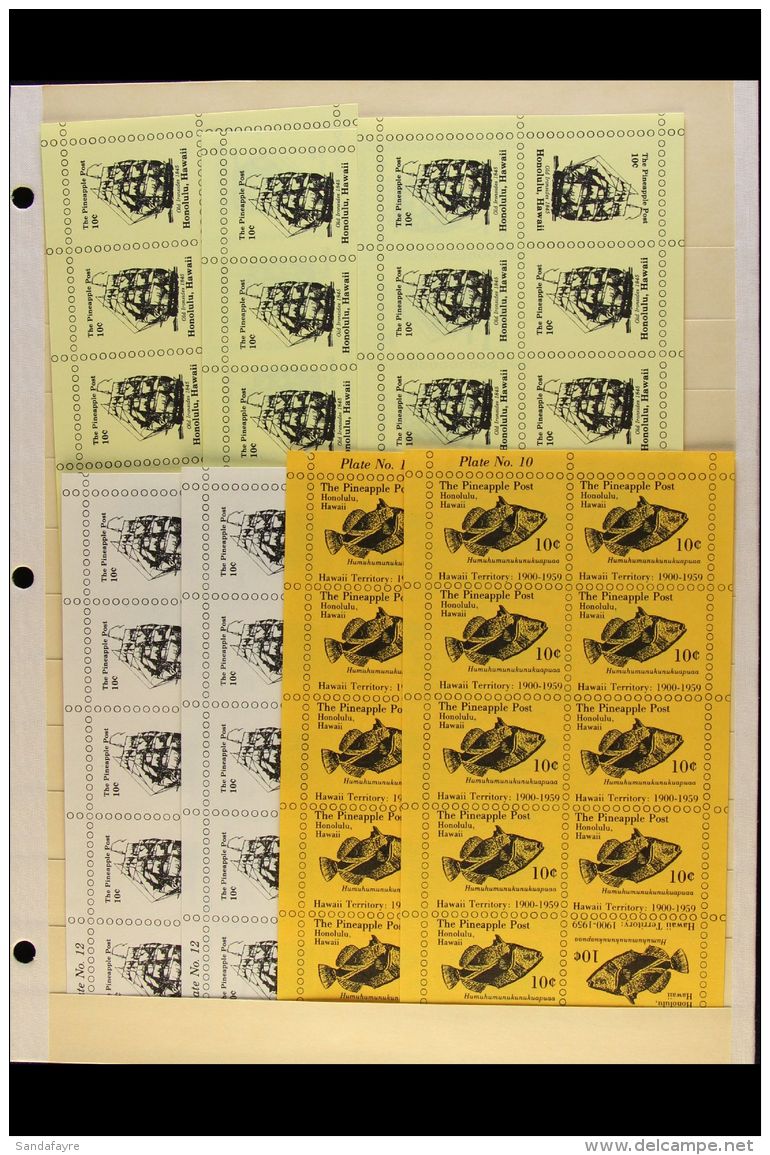 HAWAII THE PINEAPPLE POST Circa 1980's Local Stamps In Imperf Sheetlets Of 10, Never Hinged Mint, Very Fresh. (7... - Sonstige & Ohne Zuordnung