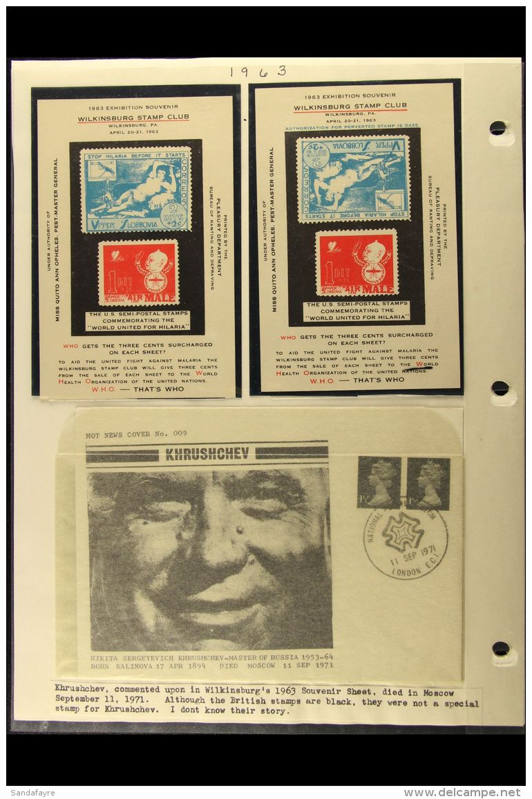 SATIRICAL CINDERELLAS - WILKINSBURG STAMP CLUB A Fascinating And Unusual Collection Written Up On Leaves. Features... - Sonstige & Ohne Zuordnung