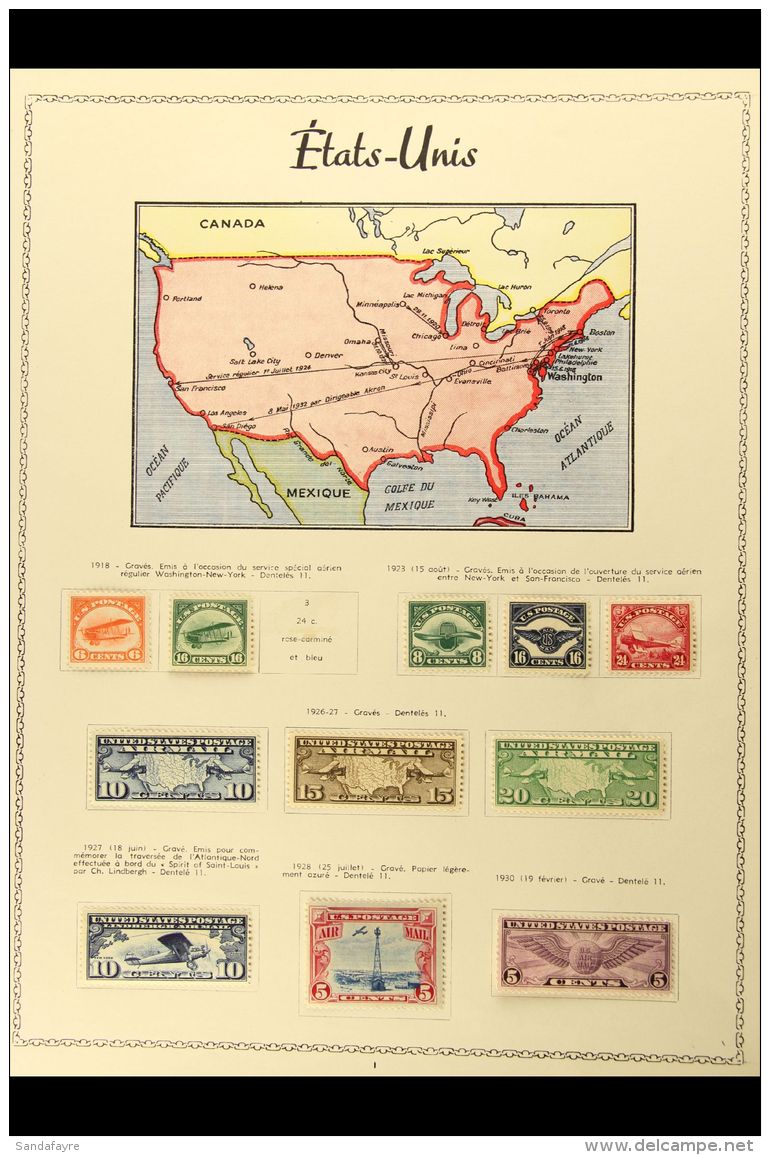 1918-47 FINE MINT AIR POST STAMPS COLLECTION On Printed Album Pages With Map Illustration, Includes 1918 6c And... - Andere & Zonder Classificatie