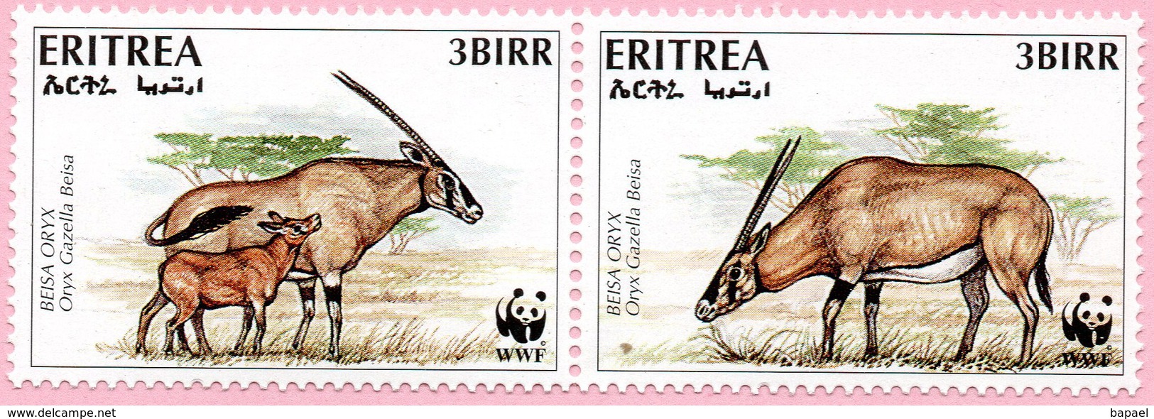 N° Yvert Et Tellier 282 Et 283 - Timbre D'Erythrée (1996) - WWF - MNH - L'Oryx Beisa - Eritrea