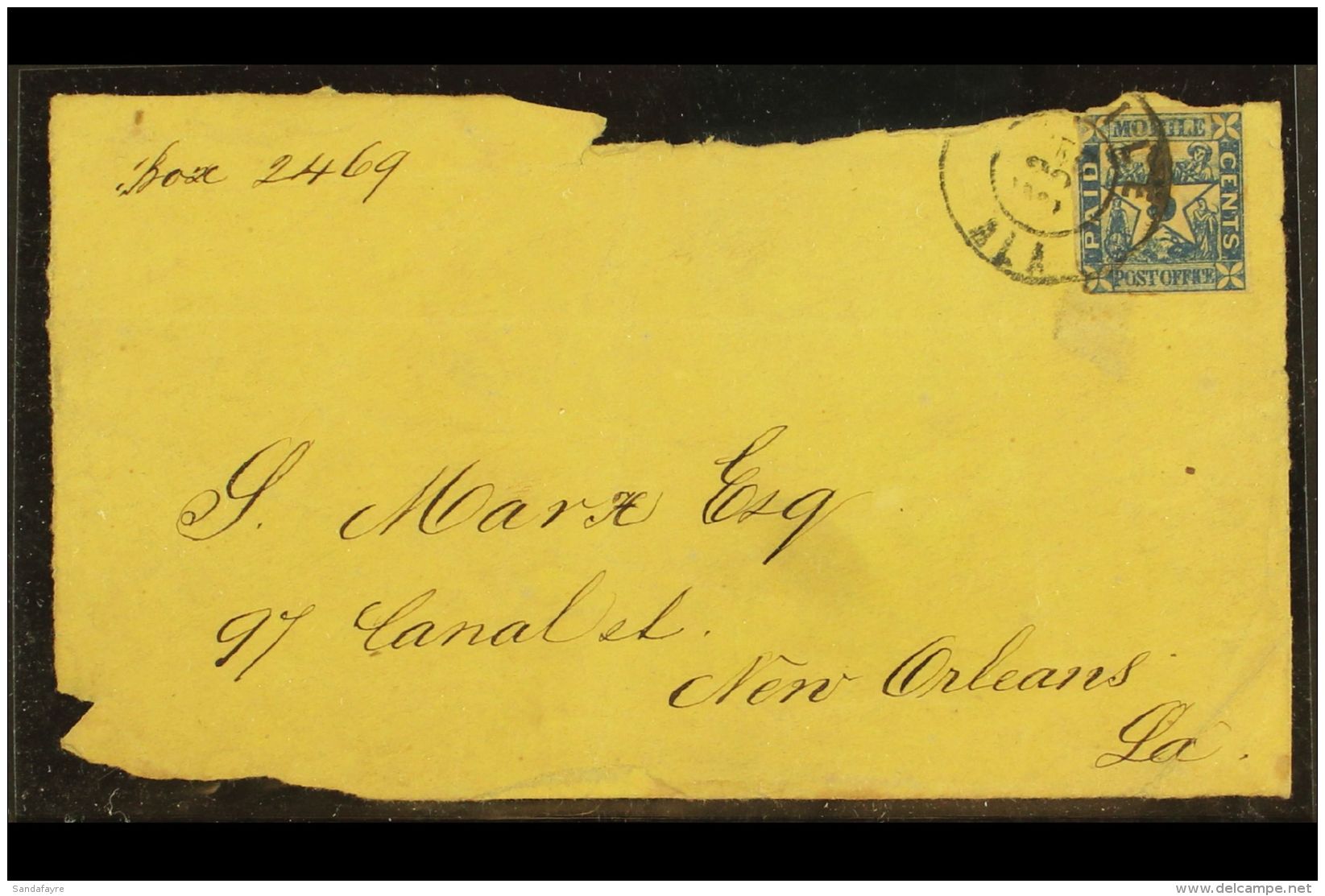 1861 Damaged Env Front To New Orleans Bearing An Example Of The MOBILE 5c Blue Confederate Provisional Stamp... - Sonstige & Ohne Zuordnung