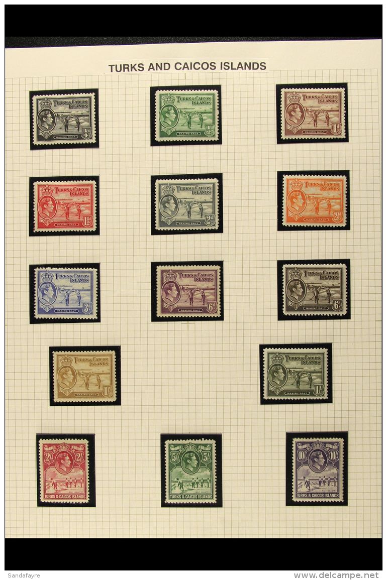 1935-1950 FINE MINT COLLECTION In Hingeless Mounts On Leaves, ALL DIFFERENT, Inc 1938-45 Set, 1948 Centenary Set... - Turks & Caicos