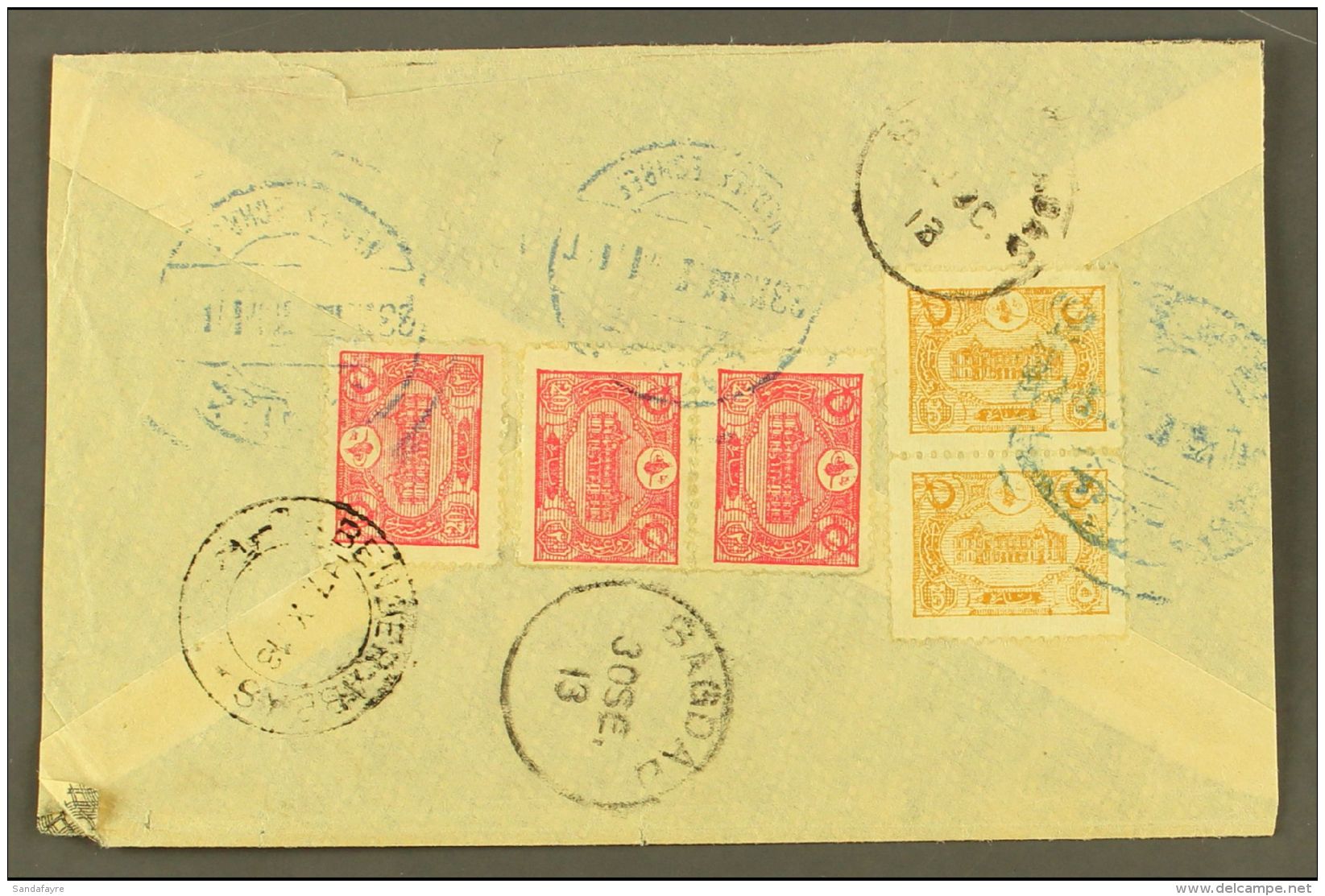 USED IN IRAQ 1913 Cover Addressed In Arabic To Yazd (Persia), Bearing On Reverse 1913 5pa Pair &amp; 20pa (x3 Inc... - Andere & Zonder Classificatie