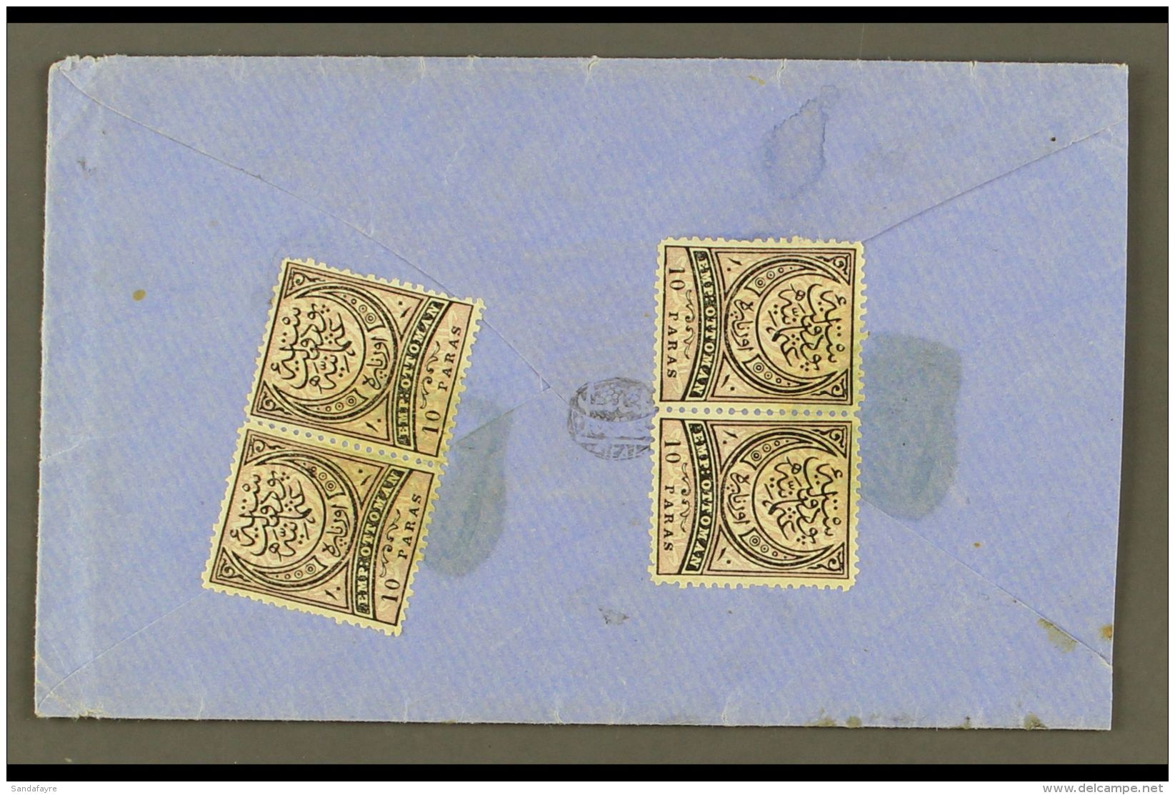 1876 10pa Black &amp; Mauve (SG 82) Two Pairs On Cover Addressed In Arabic, Tied By Indistinct Square Negative... - Sonstige & Ohne Zuordnung