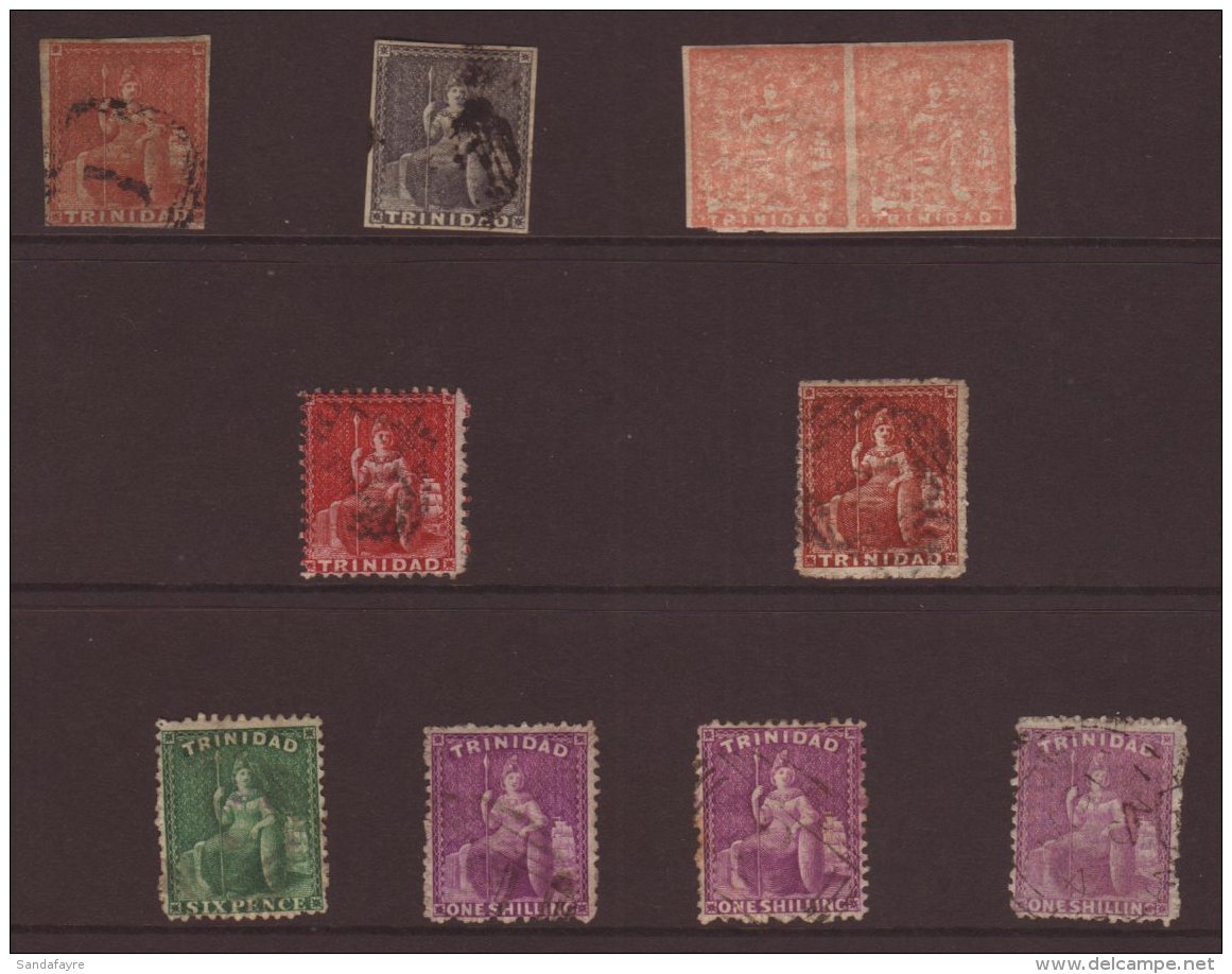 TRINIDAD 1851-80 Britannia Issues Including IMPERF 1851-56 (1d) Brownish-red Used, 1854-57 (1d) Dark Grey Used,... - Trinidad En Tobago (...-1961)