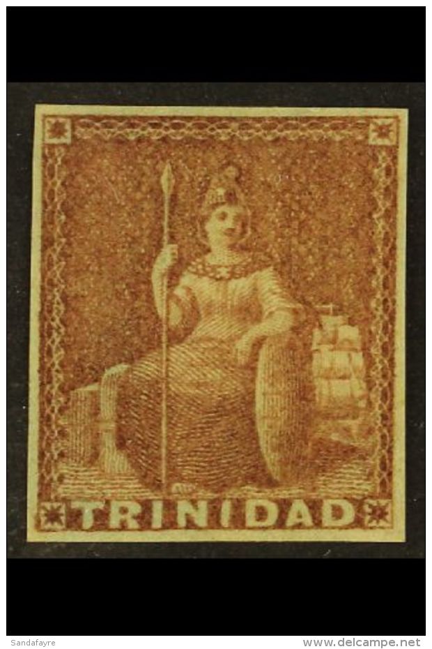 1851-55 (1d) Brownish Red, Imperf On Blued Paper, SG 7, Fine With A Large Part Of Original Gum, Good Colour And... - Trinidad & Tobago (...-1961)