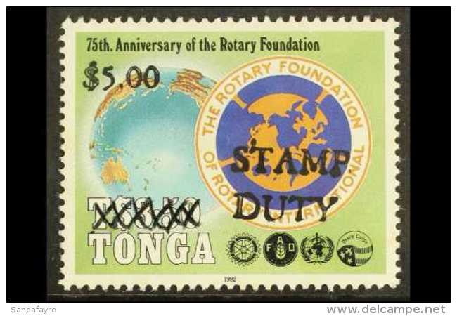 REVENUE 1998 "STAMP DUTY" Opt'd $5.00 On $3.50 Rotary, Barefoot 85, Very Fine Mint For More Images, Please Visit... - Tonga (...-1970)