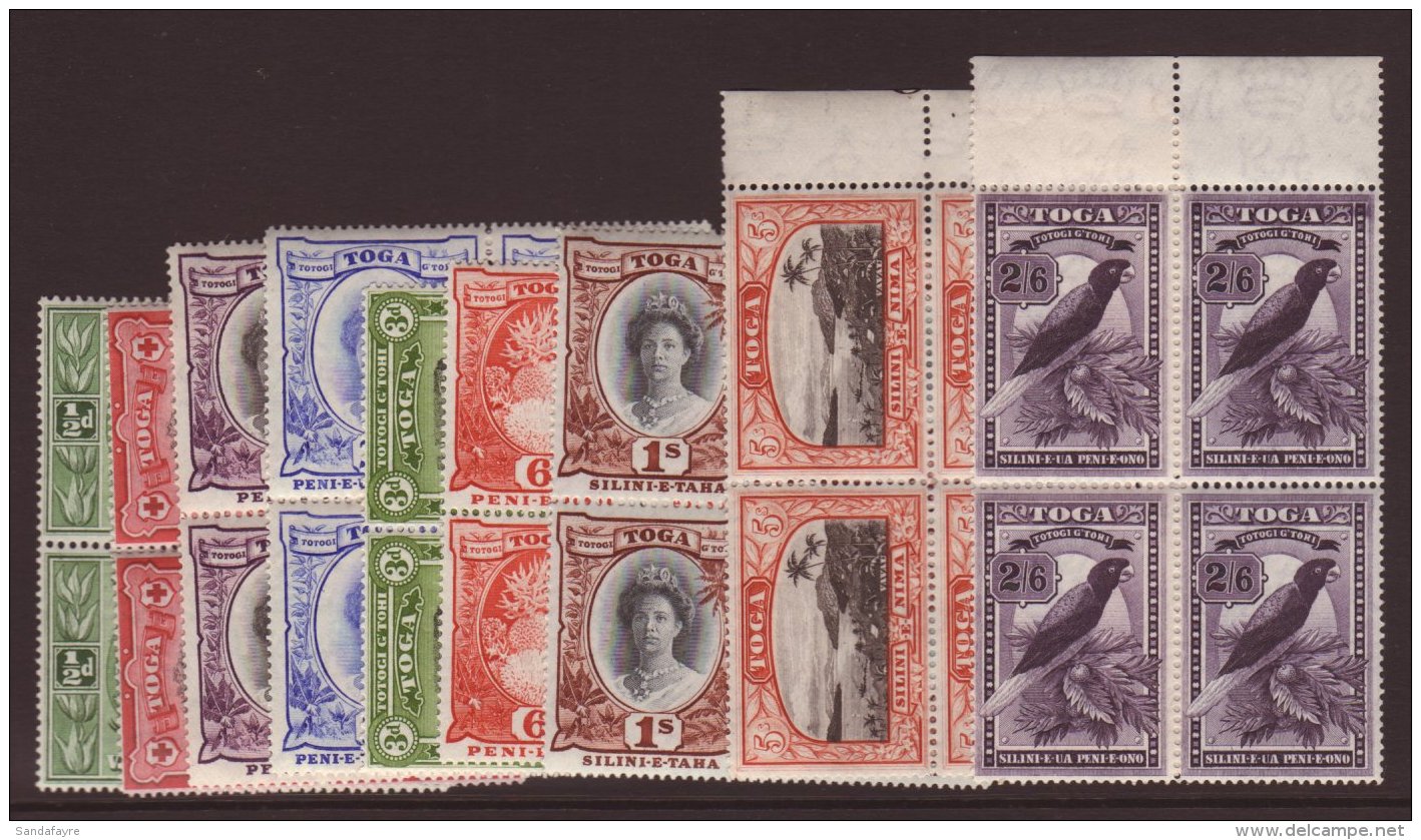 1942-49 PICTORIAL Complete Script Watermark Set SG 74/82, In Fine Never Hinged Mint Blocks Of Four. (36 Stamps)... - Tonga (...-1970)