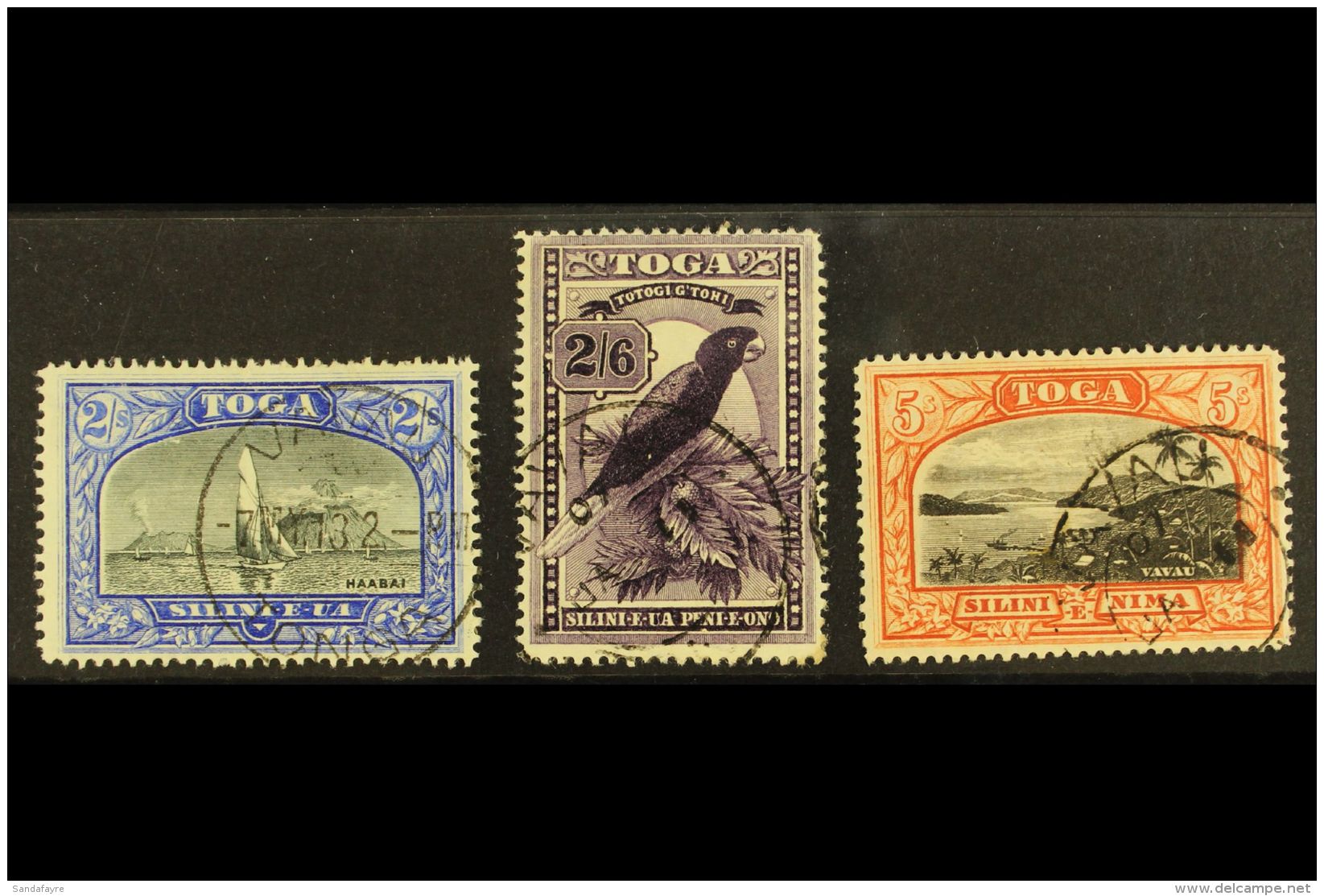 1897 2s Black &amp; Ultramarine, 5s Black &amp; Red-brown With Wmk Sideways, 2s6d Deep Purple Wmk Upright, SG 51a,... - Tonga (...-1970)