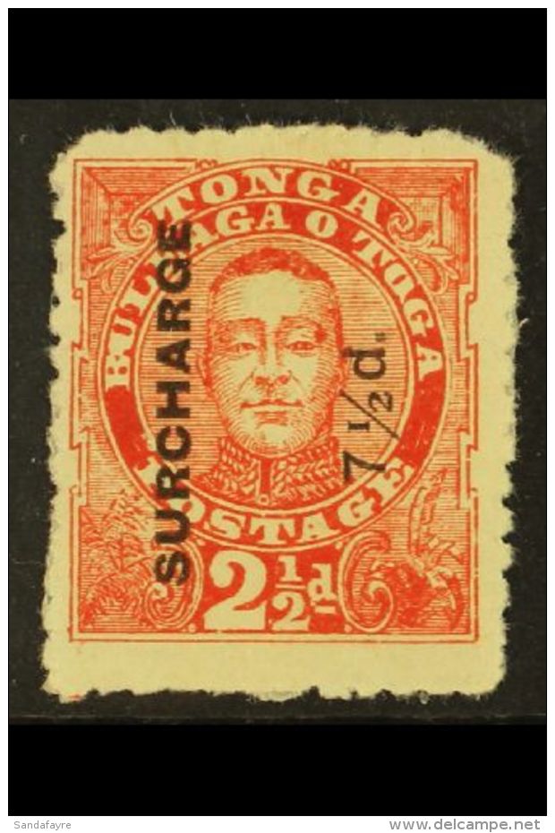 1895 7&frac12;d On 2&frac12;d Vermilion, "BU" Joined Variety, SG 31a, Mint. For More Images, Please Visit... - Tonga (...-1970)