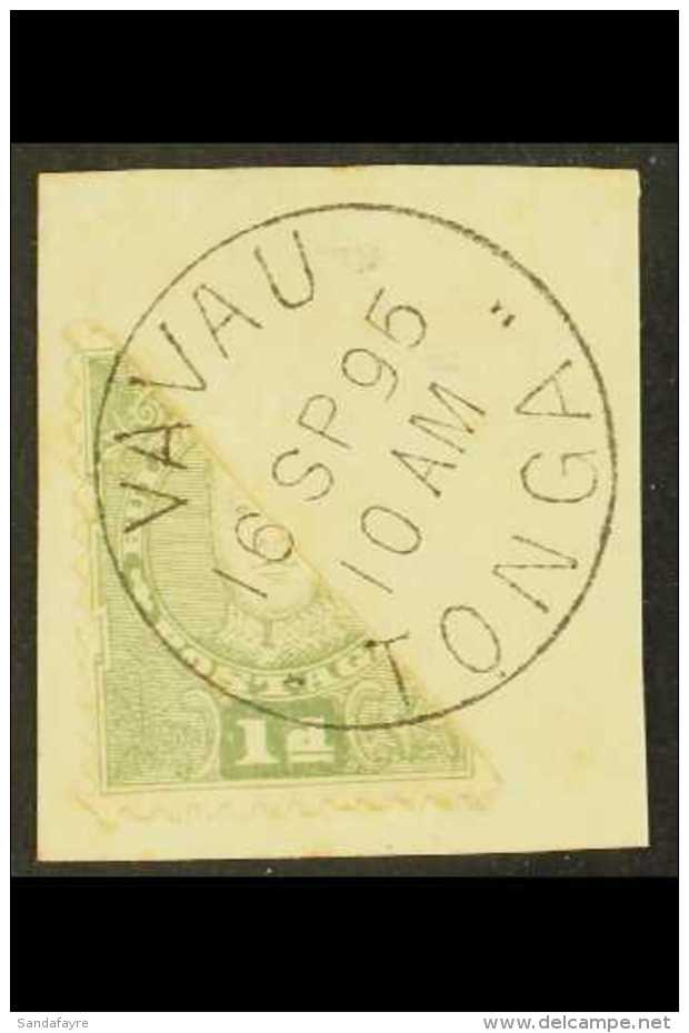 1895 1d Olive-green Bisected Diagonally, SG 32a, On Small Piece, Tied By Fine VAVAU (16 SP 95) Cds. For More... - Tonga (...-1970)