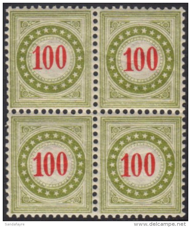 POSTAGE DUES 1897-1908 100c Vermilion &amp; Olive-green Inverted Frame, Michel 21 II BYgc K, SG D205C, Zumstein... - Sonstige & Ohne Zuordnung