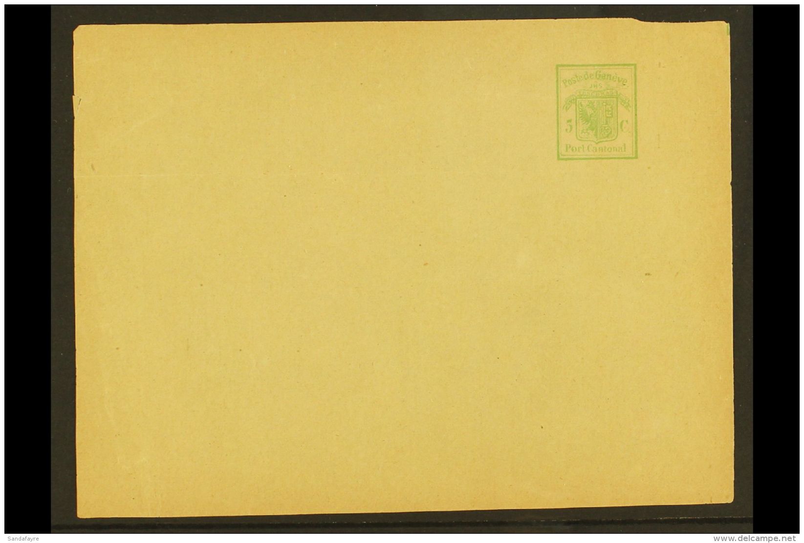GENEVA 1849 5c Yellow-green (Zum 07, SG G6, Sc 2LU1) Unused Envelope Front, Light Creasing. For More Images,... - Autres & Non Classés