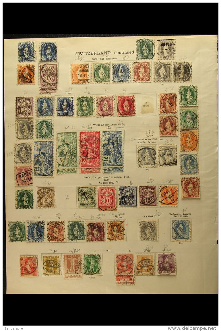 1854-1924 OLD COLLECTION On Pages, Mint Or Used, Inc 1854 To 20r, Standing Helvetia To 3f, 1900 UPU Set Inc 25c... - Autres & Non Classés