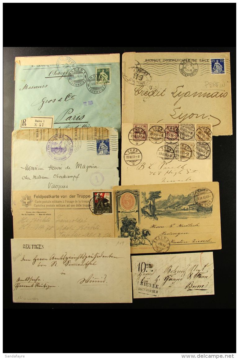 1853-1941 COVERS &amp; CARDS. An Interesting Group, Inc Six 1850's-1860's Stampless Entire Letters Inc "Reutigen"... - Sonstige & Ohne Zuordnung