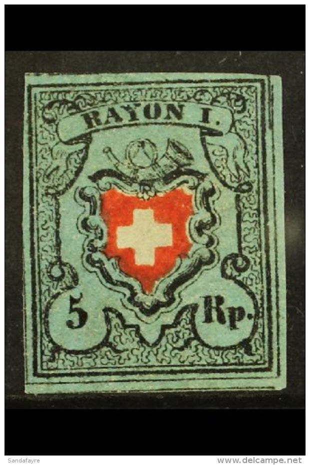 1850 5r Red, Black And Grey Blue (Zum 15 IIa, SG 6, Mi 7 IIb, Sc 7), Position 40 In The Setting, Mint No Gum, 4... - Andere & Zonder Classificatie