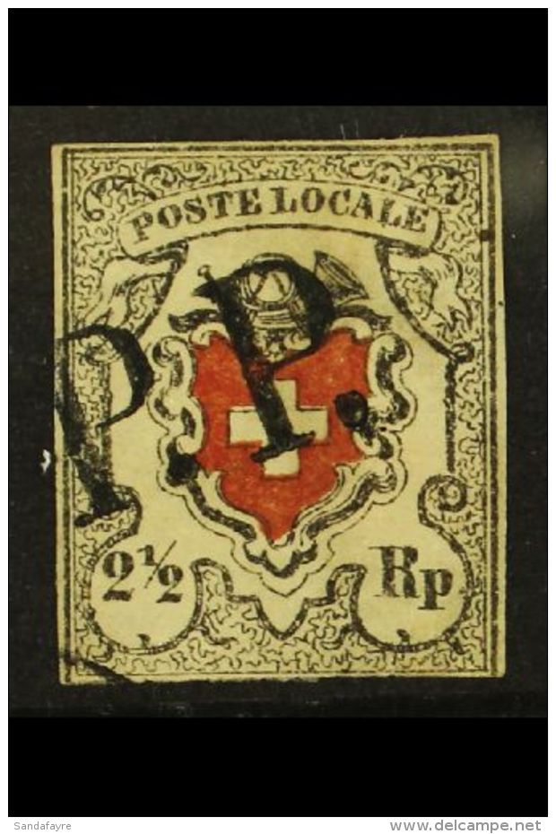 1850 2&frac12;r "Post Locale", Central Cross With Black Frame, (Zum 14 I, SG 3, Mi 6 I, Sc 2), Used With 3 Margins... - Andere & Zonder Classificatie