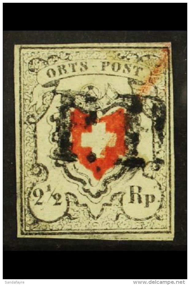 1850 2&frac12;r "Orts-Post", Central Cross Without Frame, (Zum 13 II, SG 2, Mi 5 II, Sc 3), 4 Margins And Black... - Andere & Zonder Classificatie