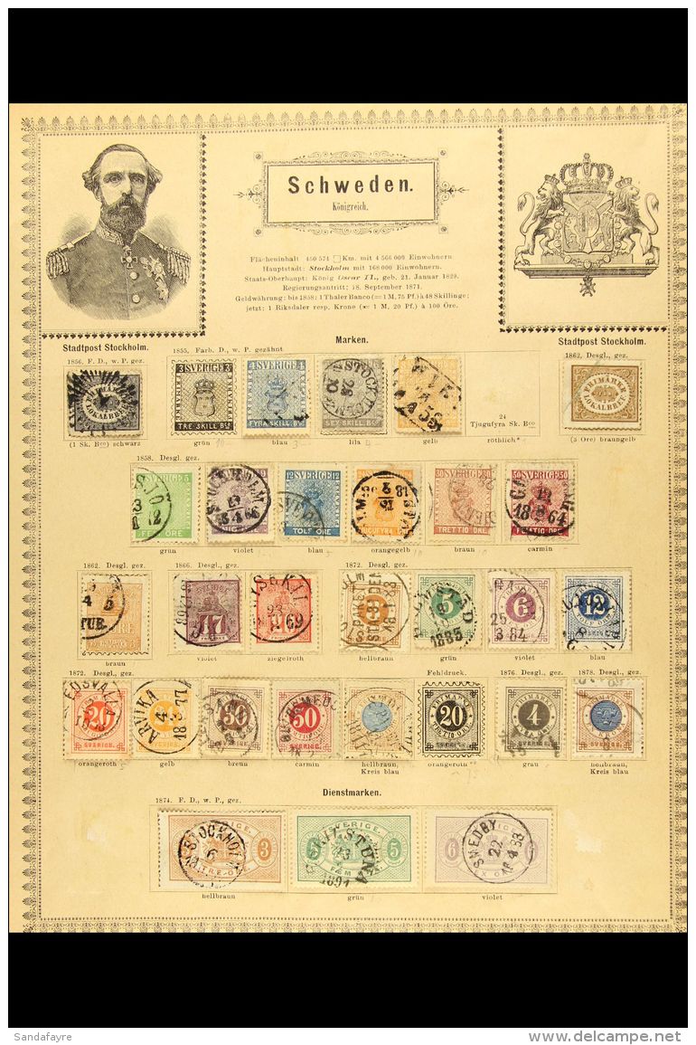 1855-78 OLD TIME COLLECTION. CAT 3500+ EURO On Ancient Pages. Inc 1855 6sk And 8sk (both Attractive But Repaired),... - Sonstige & Ohne Zuordnung