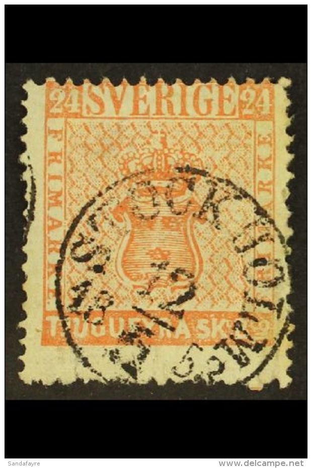 1855-58 24sk Dull Red (Facit 5a, SG 5), Used, Repaired Tear At Base And Ironed Out Vertical Crease, Fine And... - Sonstige & Ohne Zuordnung