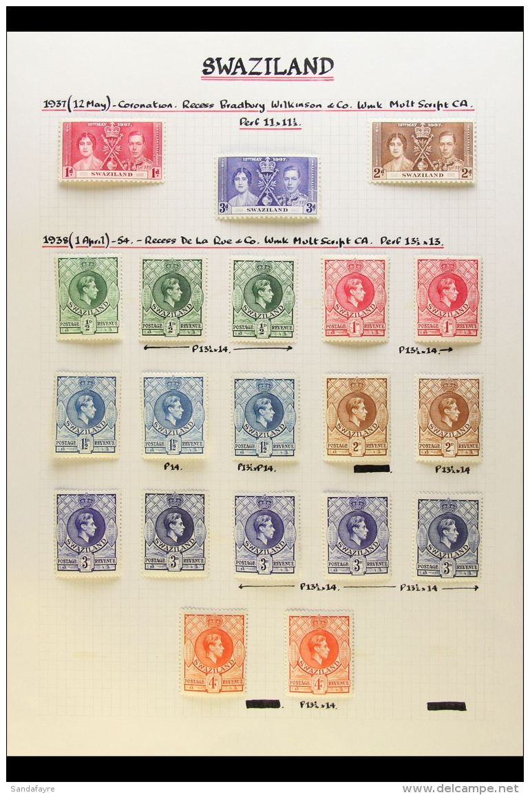 1937-1949 COMPLETE FINE MINT COLLECTION On Leaves, Inc 1938-54 Set With Perforation Types And Most Shades, 1948... - Swasiland (...-1967)