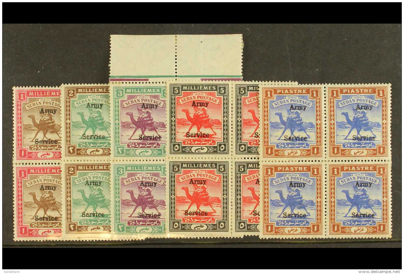 ARMY SERVICE 1906-11 1m To 1pi Set With "Army Service" Type B Overprints, SG A6/A10, Each Value As Mint BLOCKS OF... - Soudan (...-1951)