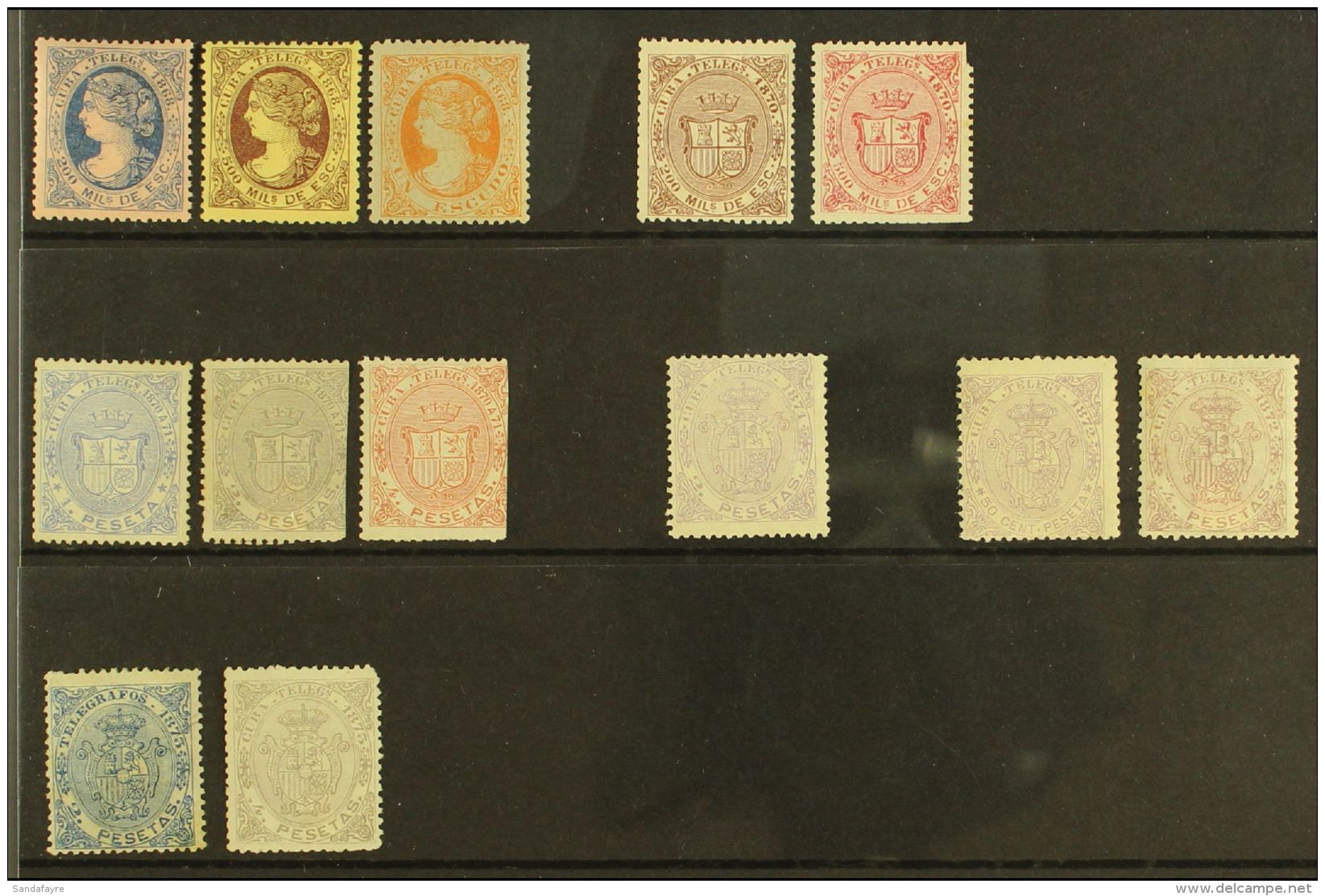 CUBA TELEGRAPH STAMPS 1868-1873 MINT/UNUSED GROUP On A Stock Card, All Different, Inc 1868 Set Mint, 1870 200m... - Sonstige & Ohne Zuordnung