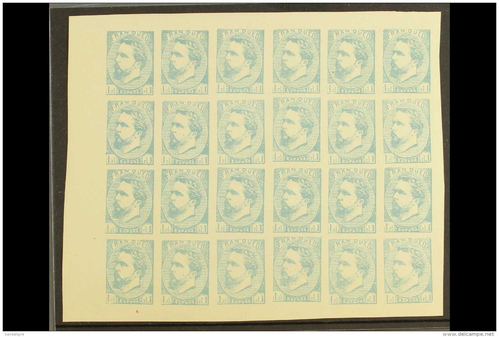 CARLIST ISSUES 1873 BASQUE REGION 1r Pale Blue (reprint) Imperf Block Of 20, As Edifil 156a, SG 1a, Fine Mint With... - Sonstige & Ohne Zuordnung
