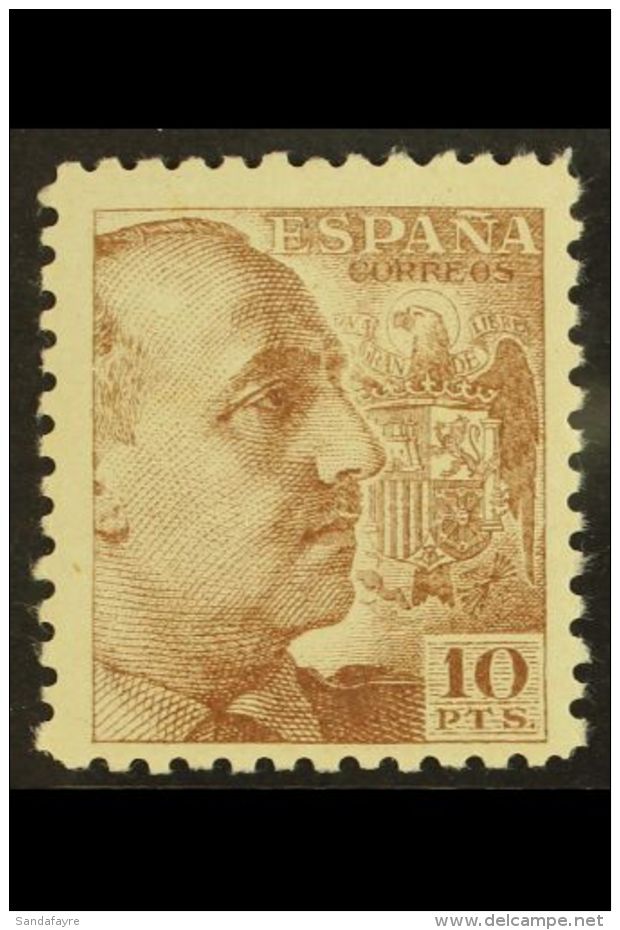 1939-53 10pts Brown "General Franco" Perf 10, Mi 856B, SG978a, Never Hinged Mint For More Images, Please Visit... - Sonstige & Ohne Zuordnung