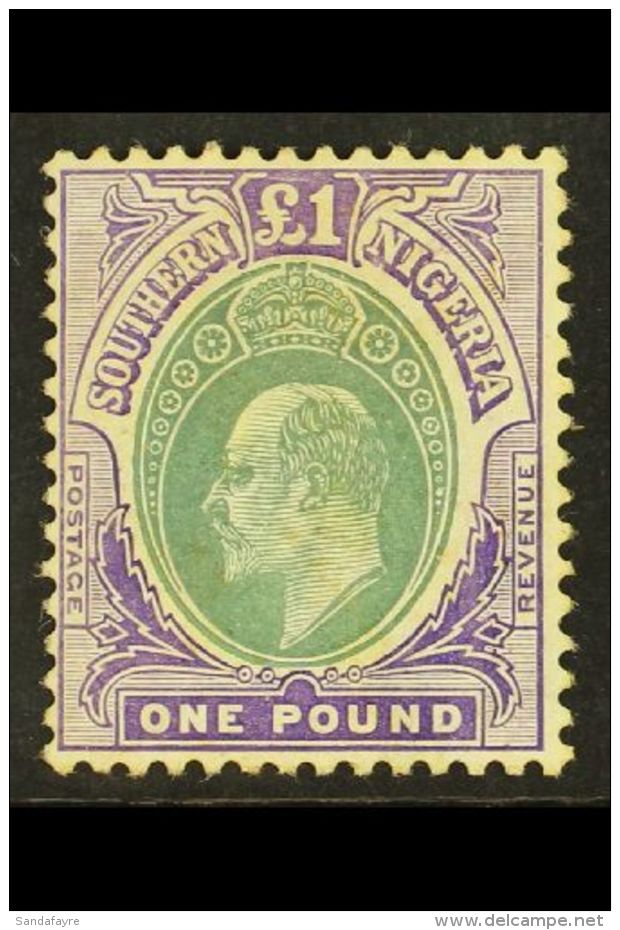 1907 &pound;1 Green And Violet Head Die B, SG 32ab, Mint, Some Toning But Presentable. For More Images, Please... - Nigeria (...-1960)