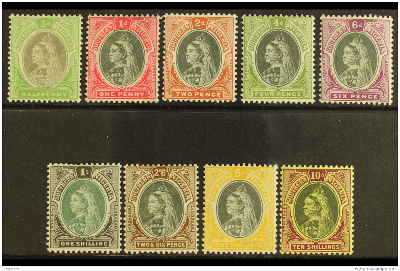 1901-02 Complete Definitive Set, SG 1/9, Fine Mint. (9 Stamps) For More Images, Please Visit... - Nigeria (...-1960)