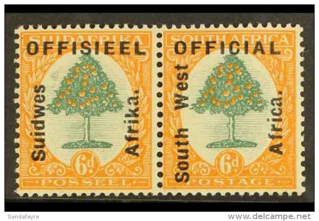 OFFICIALS 1927 6d Green &amp; Orange, SG 04, Very Fine Mint Pair For More Images, Please Visit... - Afrique Du Sud-Ouest (1923-1990)