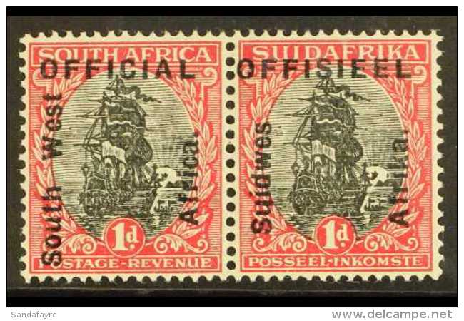 OFFICIALS 1927 1d Black &amp; Carmine, SG 02, Very Fine Mint Pair For More Images, Please Visit... - Zuidwest-Afrika (1923-1990)
