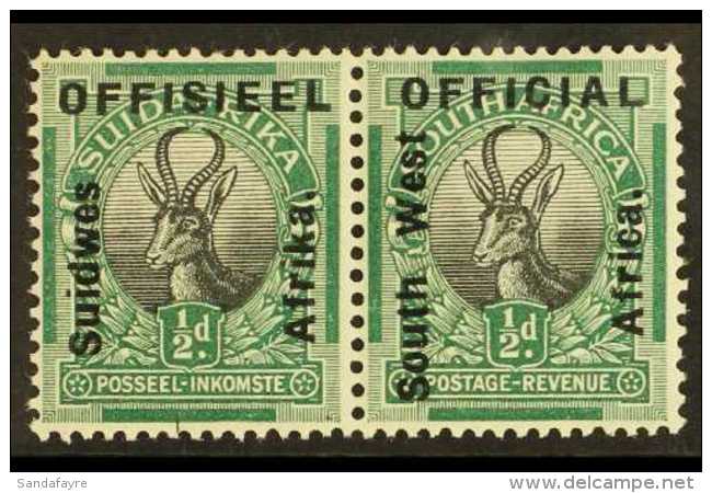 OFFICIALS 1927 &frac12;d Black &amp; Green, SG 01, Never Hinged Mint Pair For More Images, Please Visit... - Zuidwest-Afrika (1923-1990)