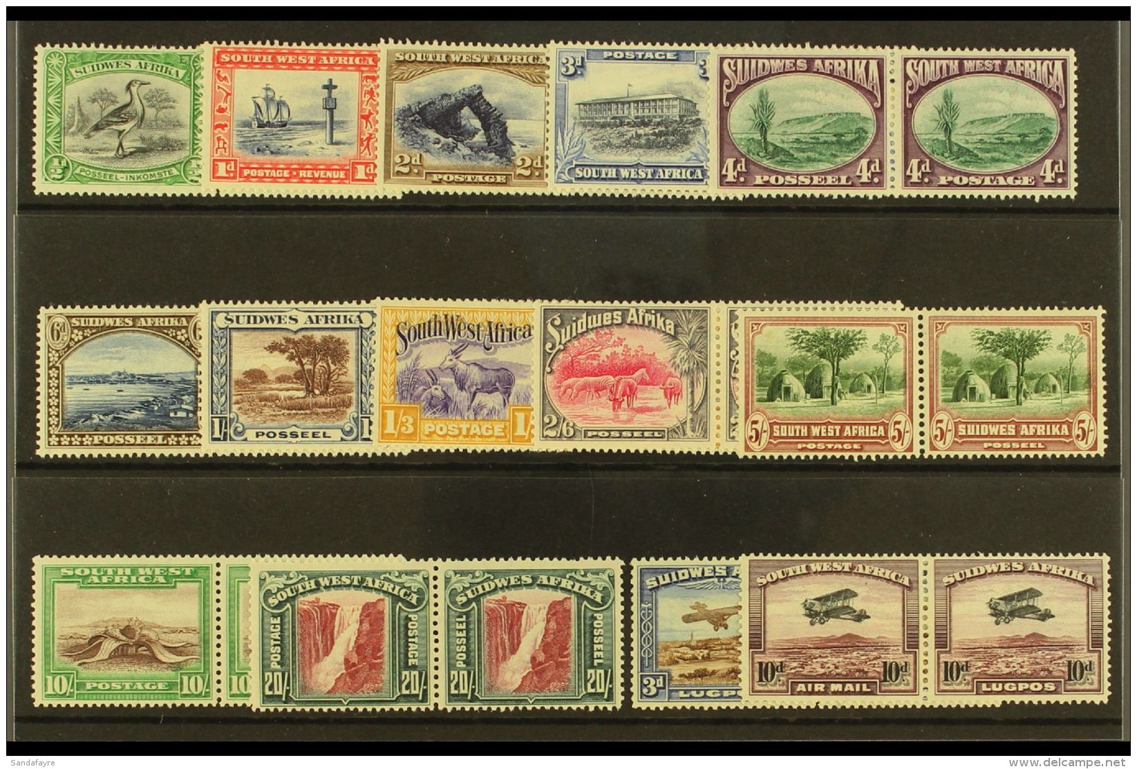 1931 Pictorial Definitives Complete Set With Airmail Issues, SG 74/87, Fine Mint (14 Pairs). For More Images,... - Südwestafrika (1923-1990)