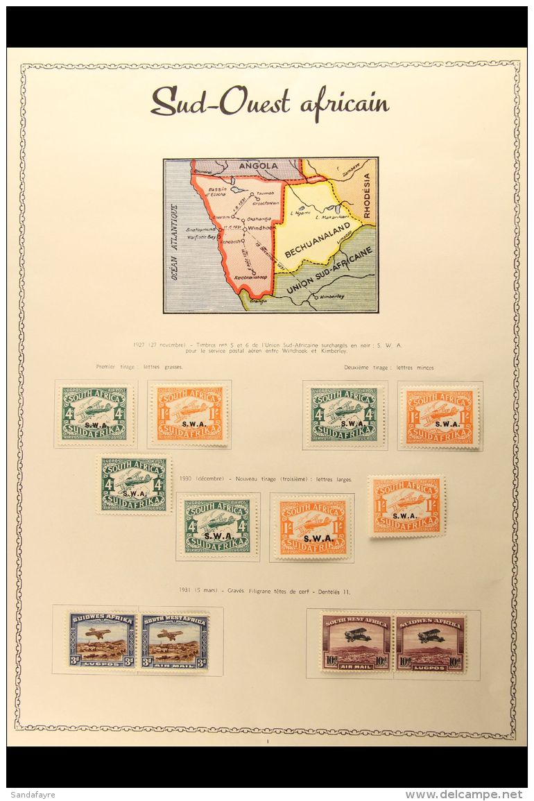 1927-31 FINE MINT AIR POST STAMPS On A Printed Album Page With Map Illustration, Includes 1927-30 4d And 1s Four... - Zuidwest-Afrika (1923-1990)