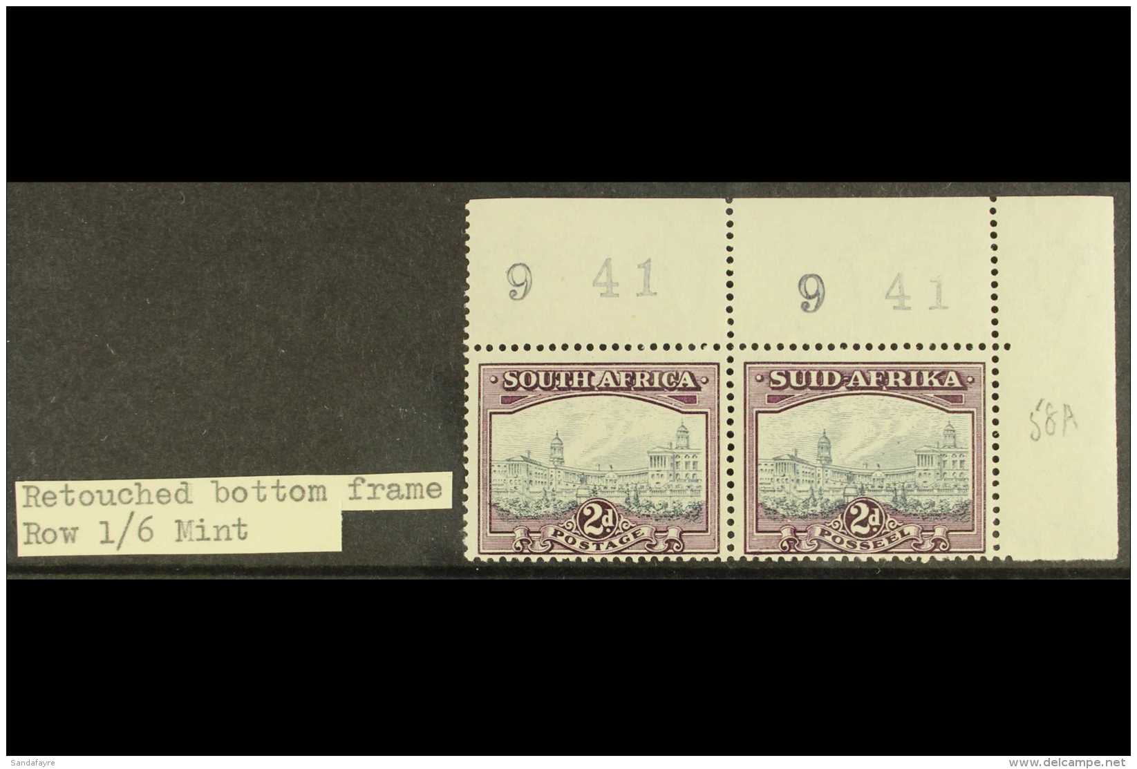 1941 2d Grey &amp; Dull Purple Pair, As SG 58a, With RETOUCHED BOTTOM FRAME (UHB V3), Never Hinged Mint Upper... - Zonder Classificatie