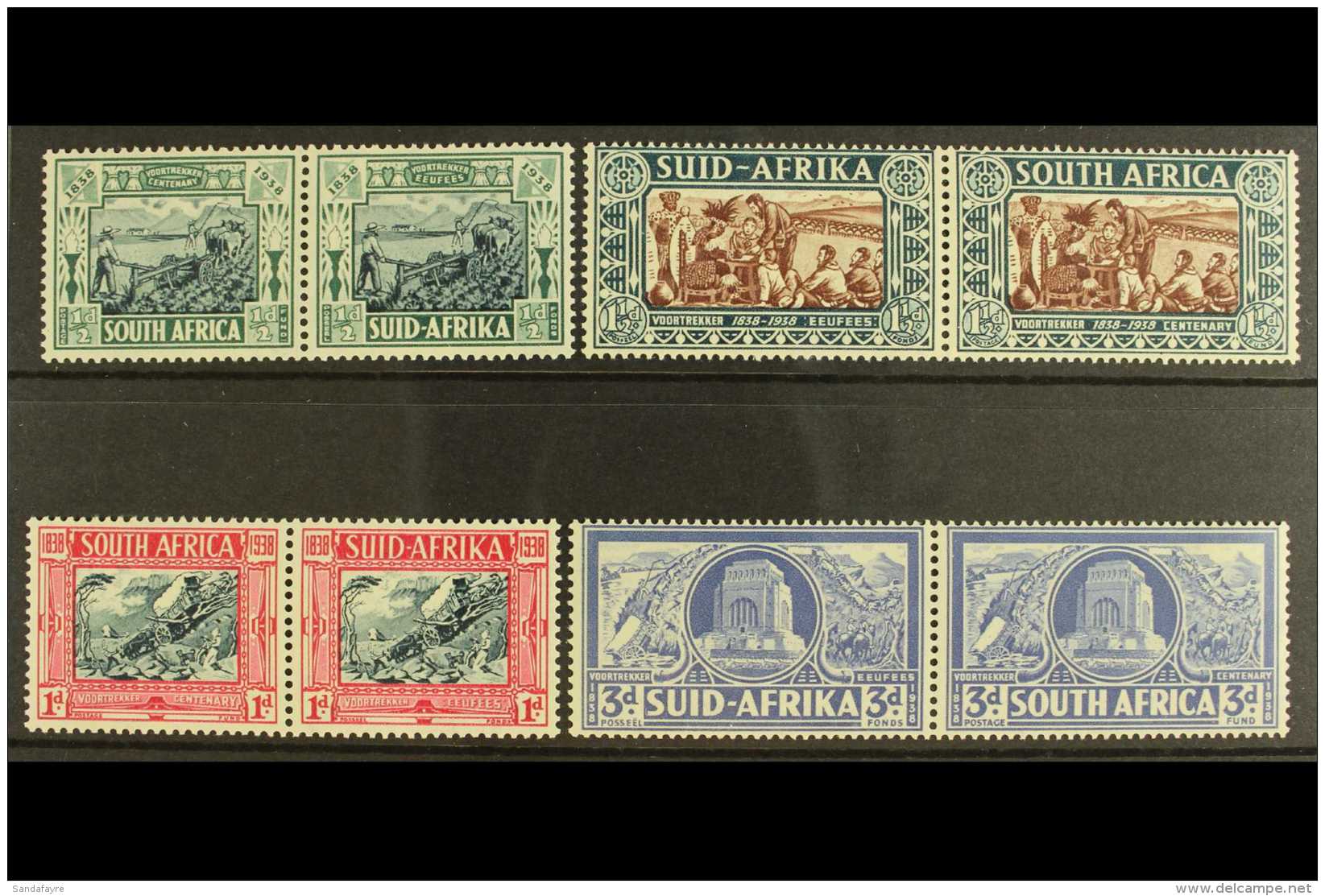 1938 Voortrekker Centenary Memorial Fund Set, SG 76/9, Never Hinged Mint (4 Pairs). For More Images, Please Visit... - Zonder Classificatie