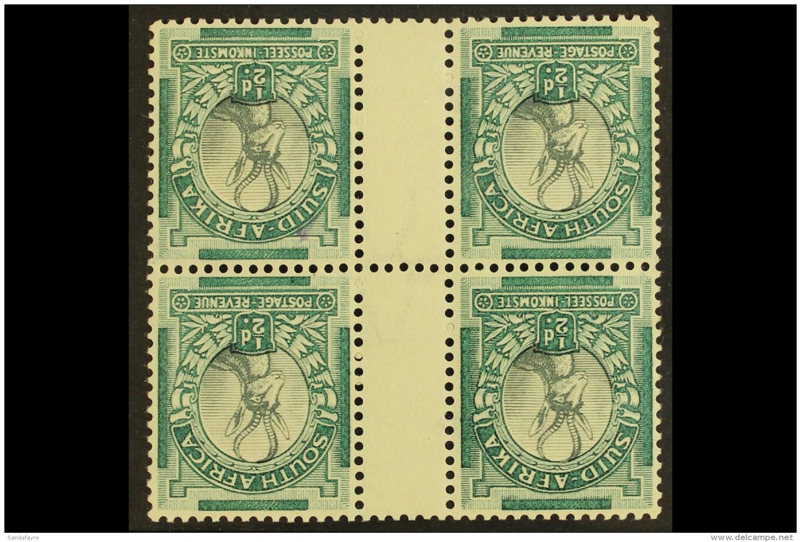 1933-48 &frac12;d Grey &amp; Green, P13&frac12;x14, Wmk Inverted, Coil Stamp In Gutter Block Of 4, SG 54b, Never... - Ohne Zuordnung