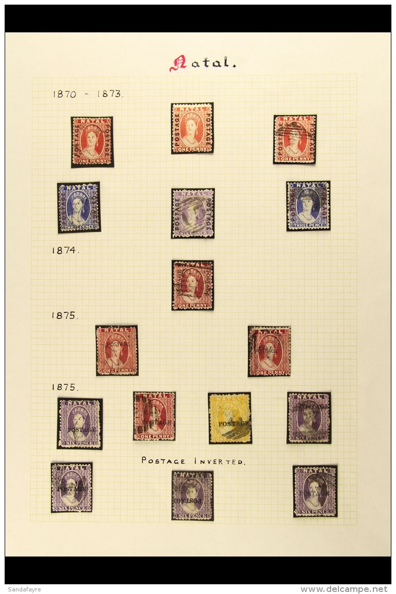 NATAL 1870 - 5 Overprints With 1870 DLR Ovpts 1d Bright Red Mint, Used (2), 3d Bright Blue (2), 6d Mauve Used,... - Ohne Zuordnung
