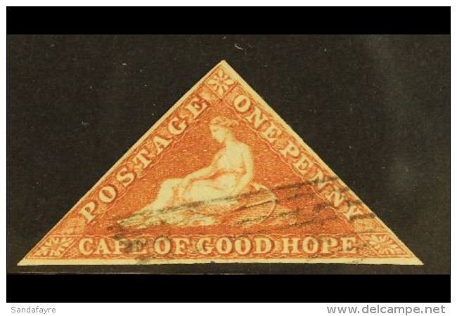 CAPE OF GOOD HOPE 1855-63 1d Brick-red/cream Toned Paper, SG 5, Used With Three Small Neat Margins, Light Corner... - Ohne Zuordnung