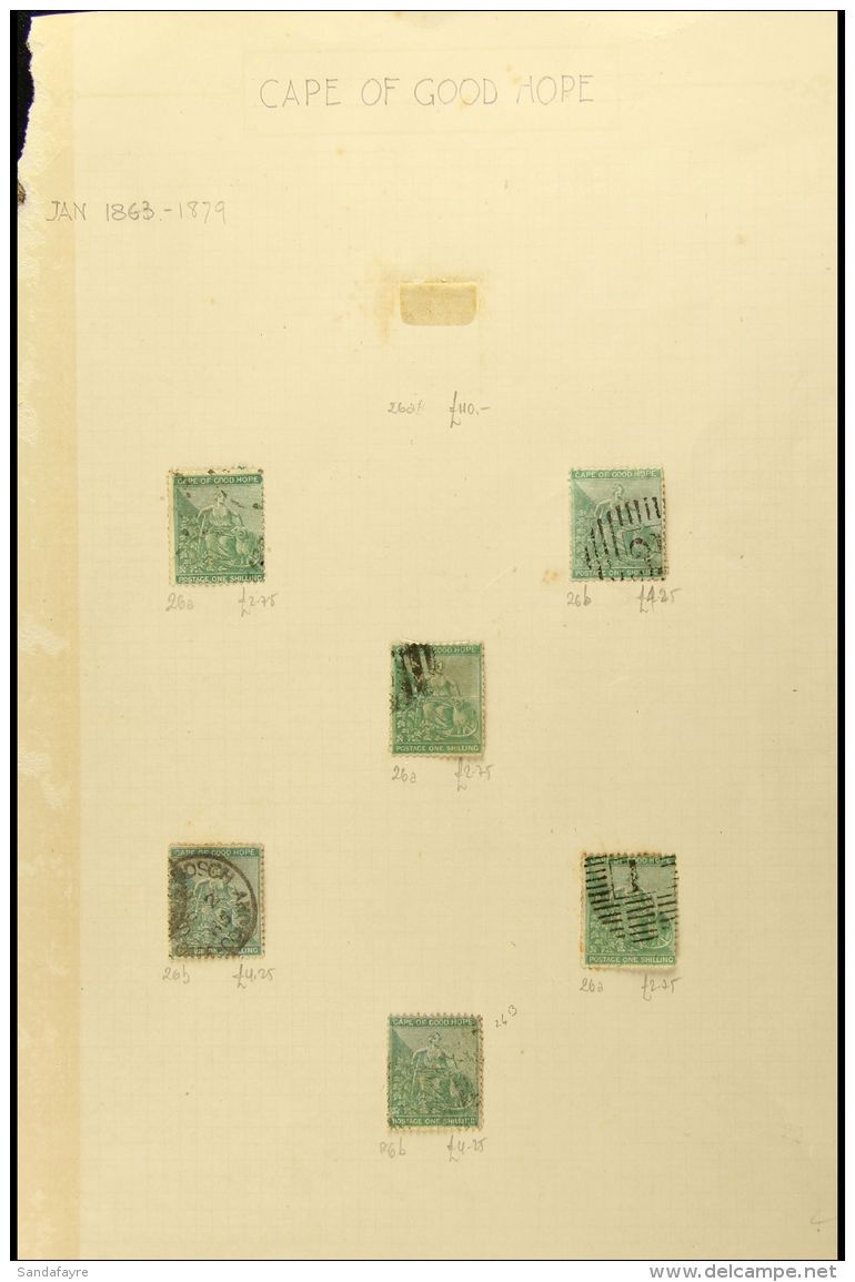 CAPE OF GOOD HOPE USED ACCUMULATION 1864- Seated Hope Issues, Old Time Lot On Album Pages, Includes 1864-77 Values... - Zonder Classificatie