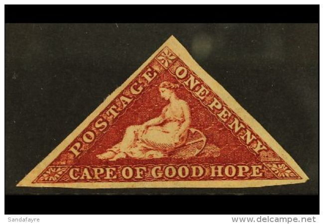 CAPE 1863-64 1d Deep Carmine-red Triangular WATERMARK SIDEWAYS Variety, SG 18a, Fine Unused No Gum, Full Good To... - Unclassified