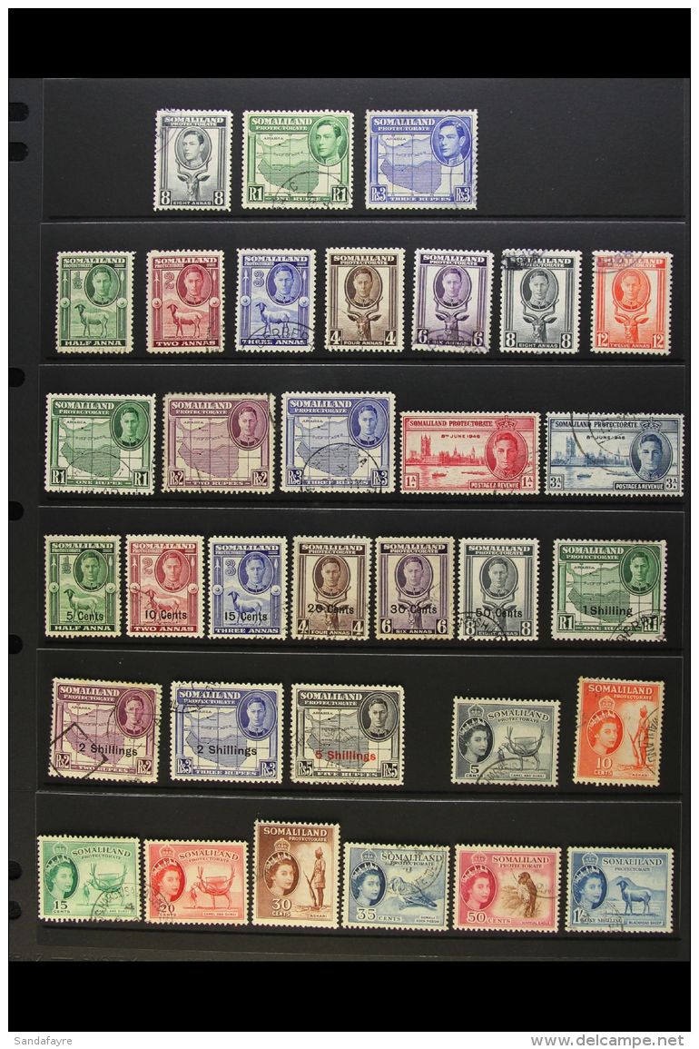 1938-58 ALL DIFFERENT FINE USED RANGE With 1938 8a, 1R And 3R; 1942 Most Values To 3R; 1951 New Currency Set (less... - Somaliland (Protectoraat ...-1959)