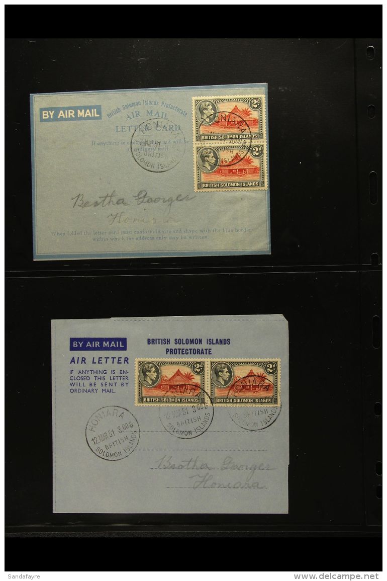 FORMULAR AEROGRAMMES 1947 And Circa 1951 'formular' Air Letters Each Bearing A Pair Of KGVI 2d Stamps Cancelled By... - Salomonseilanden (...-1978)