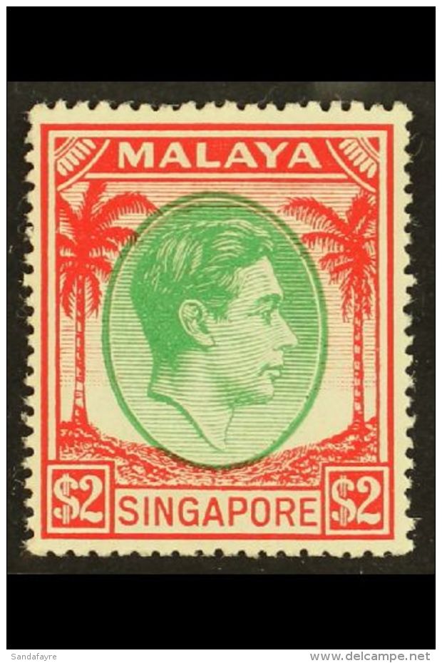 1948 $2 Green And Scarlet, Geo VI, Perf 17&frac12;x18, Very Fine And Fresh Mint. For More Images, Please Visit... - Singapur (...-1959)