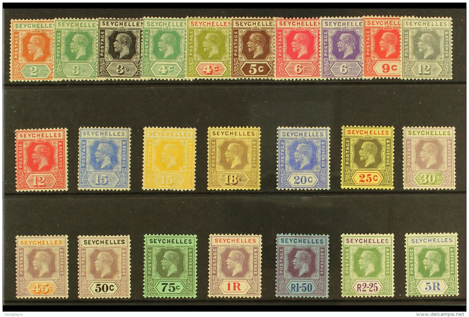 1921-32 Watermark Script CA (die II) Complete Definitive Set, SG 98/123, Fine Mint. (24 Stamps) For More Images,... - Seychelles (...-1976)