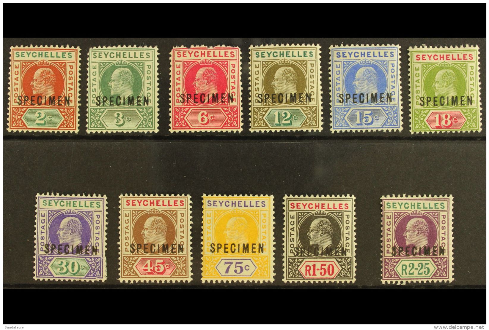 1903 Ed VII Set, Wmk CA, Overprinted "Specimen", SG 46s/56s, Perf Faults On 6c And 30c Otherwise Fine Mint. (1... - Seychelles (...-1976)
